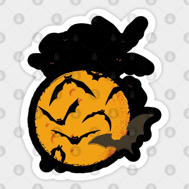 Halloween Moon Bats Sticker by ShubShank